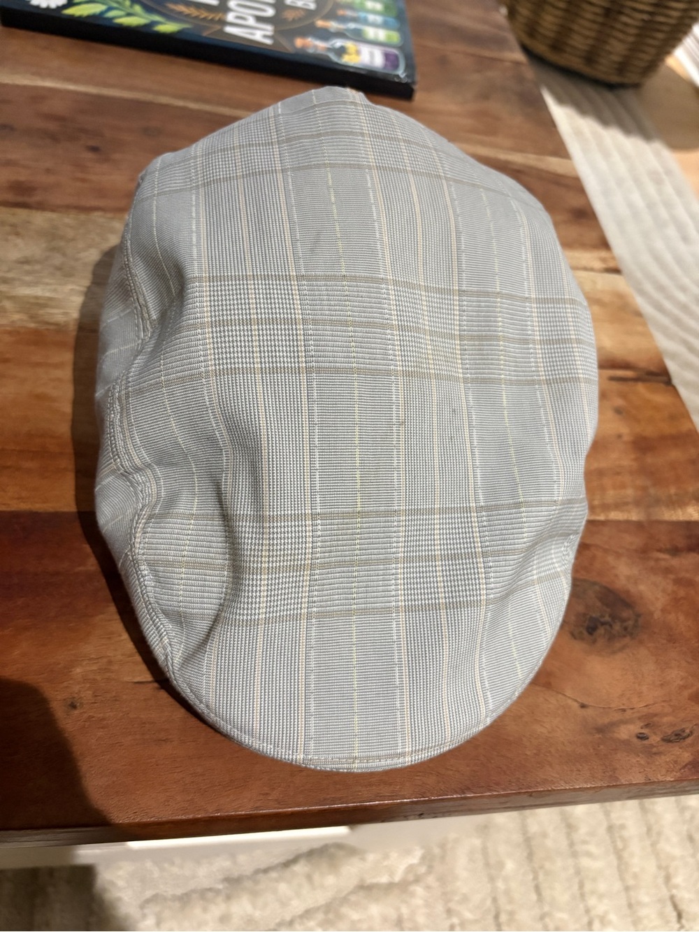 Quiksilver Light Gray Plaid Flat Cap with Accents